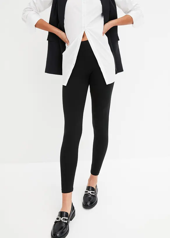 Knöchelfreie Leggings (2er-Pack) in schwarz von vorne - bonprix