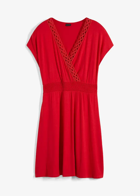 Kleid mit Spitze in rot von vorne - bonprix