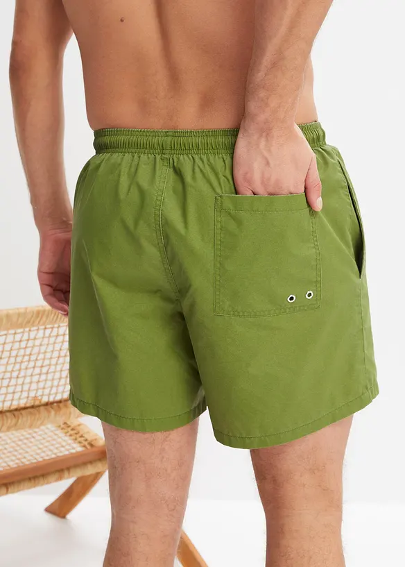 Badeshorts Herren mit Washed-Out-Optik in grün von hinten - bonprix
