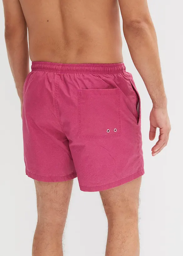 Badeshorts Herren mit Washed-Out-Optik in lila von hinten - bonprix
