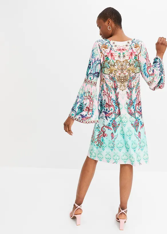 Jerseykleid in blau von hinten (Totalaufnahme) - bonprix