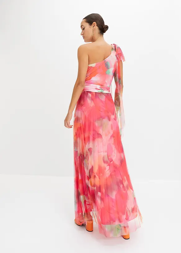 One-Shoulder-Kleid mit plissiertem Tüllrock in pink von hinten (Totalaufnahme) - bonprix One-Shoulder-Kleid mit plissiertem Tüllrock in pink von hinten (Totalaufnahme) - bonprix