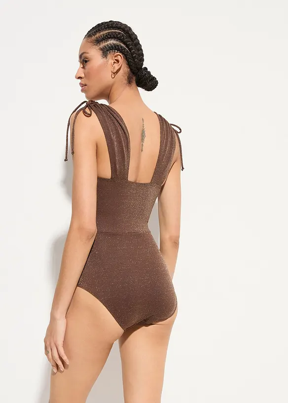 Shape-Badeanzug in braun von hinten (Totalaufnahme) - bonprix