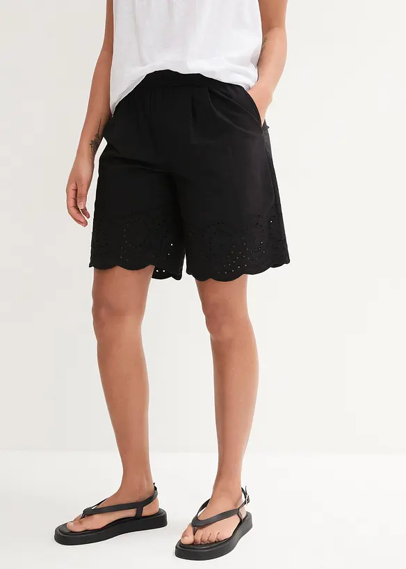 Schlupf-Shorts aus reiner Baumwolle in schwarz von vorne - bonprix Schlupf-Shorts aus reiner Baumwolle in schwarz von vorne - bonprix
