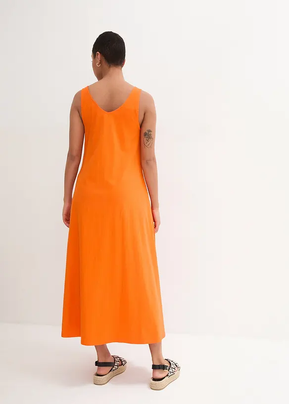 Jerseykleid aus reiner Baumwolle in orange von hinten (Totalaufnahme) - bonprix Jerseykleid aus reiner Baumwolle in orange von hinten (Totalaufnahme) - bonprix