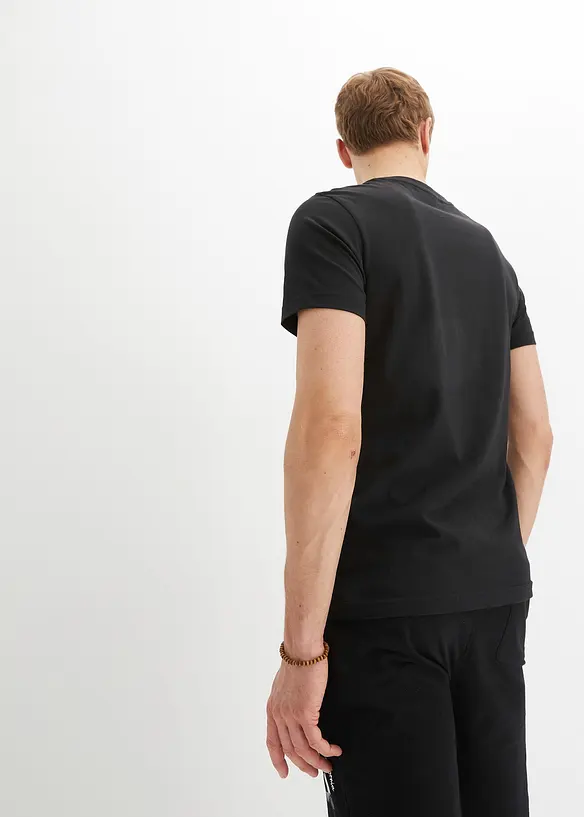 T-Shirt aus  reiner Bio-Baumwolle, Slim Fit in schwarz von hinten (im Anschnitt) - bonprix