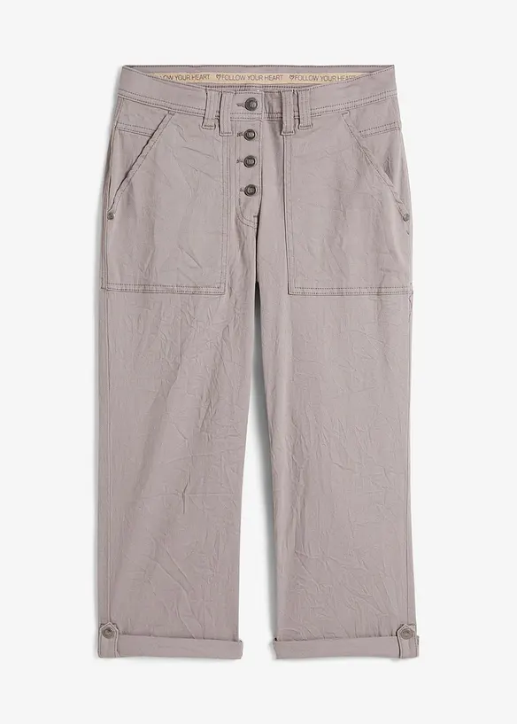 Hose mit Crash-Effekt aus elastischem Baumwoll-Mix in grau von vorne - bonprix