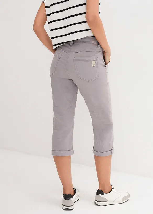 Hose mit Crash-Effekt aus elastischem Baumwoll-Mix in grau von hinten - bonprix