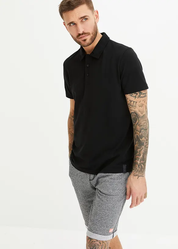 Sport-Poloshirt, schnelltrocknend in schwarz von vorne (im Anschnitt) - bonprix