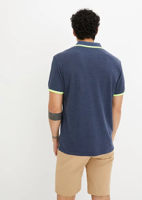 Piqué-Poloshirt mit reiner Bio-Baumwolle in blau von hinten (im Anschnitt) - bonprix