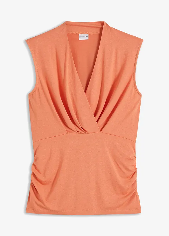 Top mit Raffung in orange von vorne - BODYFLIRT