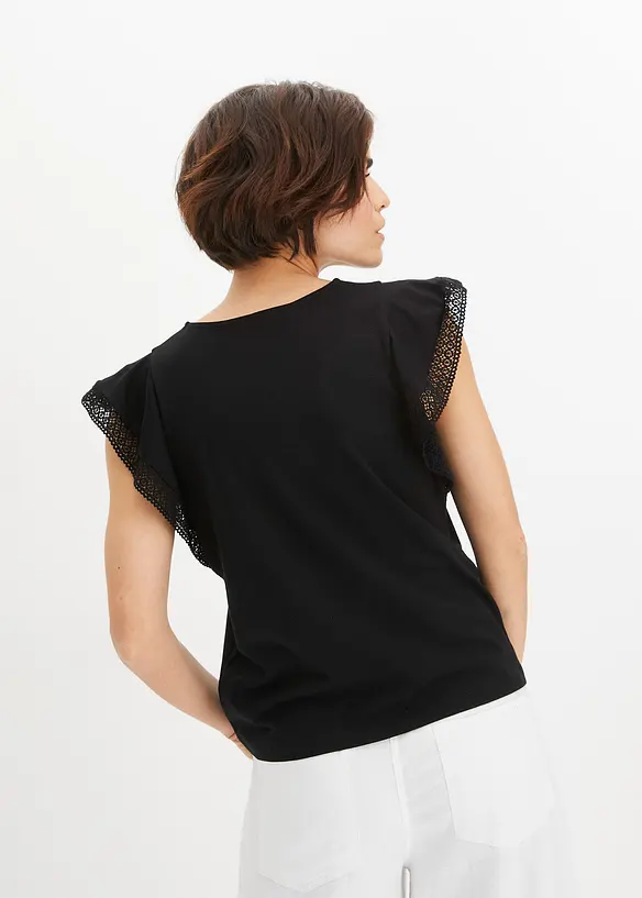 Shirt aus Baumwolle in schwarz von hinten (im Anschnitt) - bonprix
