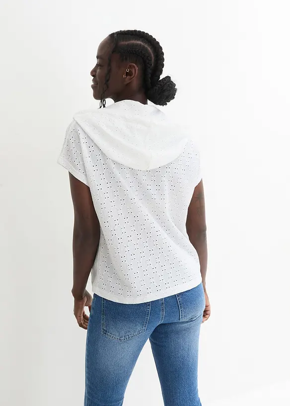 Kapuzen-Henleyshirt in weiß von hinten (im Anschnitt) - bonprix