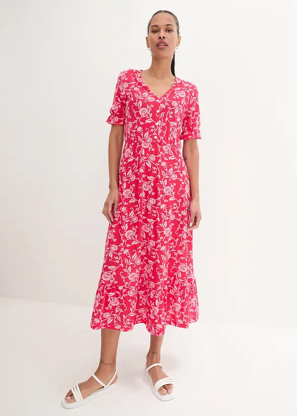 Jerseykleid in rot von vorne (Totalaufnahme) - bonprix Jerseykleid in rot von vorne (Totalaufnahme) - bonprix