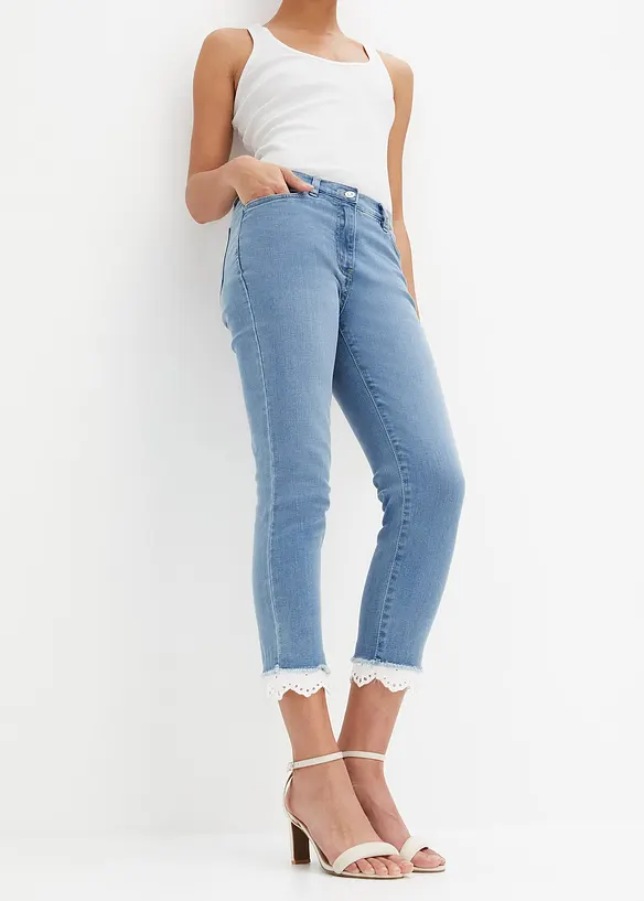 Skinny-Jeans Mid Waist in blau von vorne - bonprix