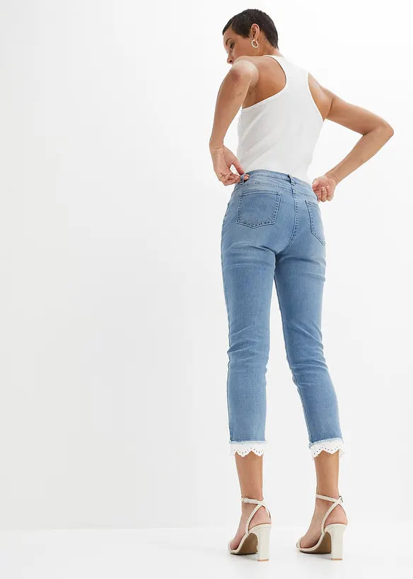 Skinny-Jeans Mid Waist in blau von hinten - bonprix
