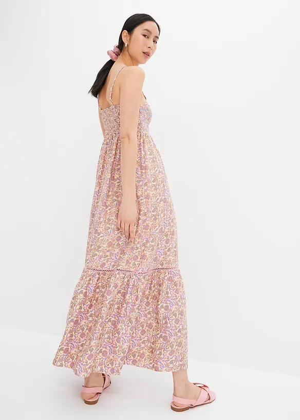 Maxikleid aus fließender Viskose in beige von hinten (Totalaufnahme) - bonprix Maxikleid aus fließender Viskose in beige von hinten (Totalaufnahme) - bonprix