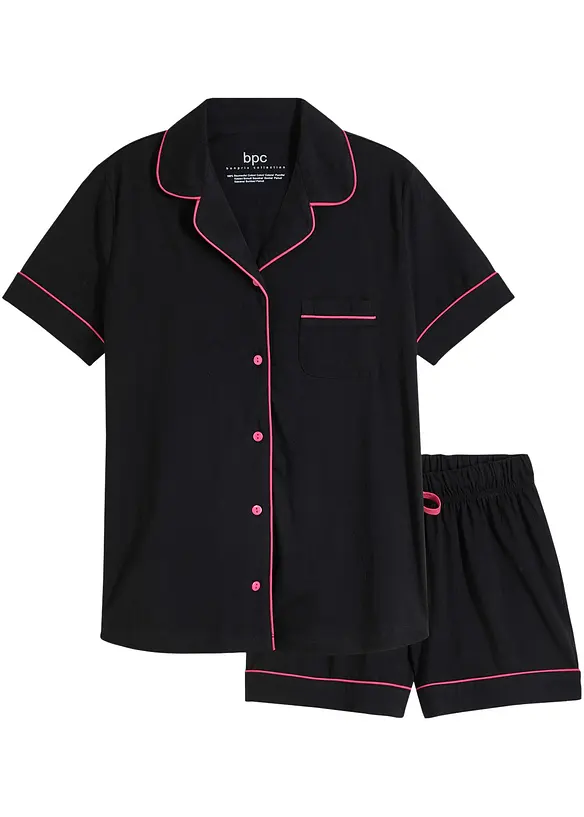 Shorty mit Knopfleiste in schwarz von vorne - bonprix