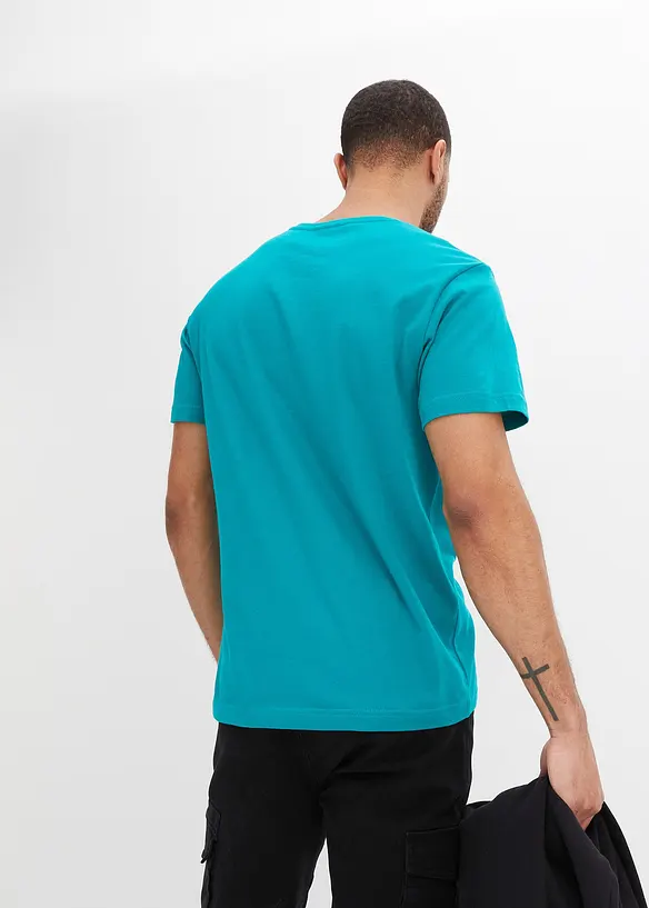 T-Shirt (5er Pack) in blau von hinten (im Anschnitt) - bonprix
