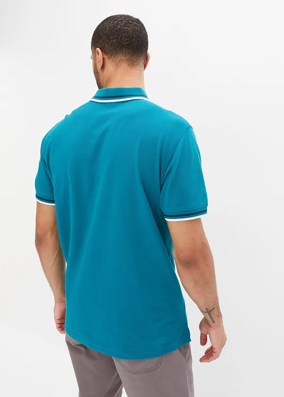 Poloshirt in Regular Fit (2er Pack) in petrol von hinten (im Anschnitt) - bonprix
