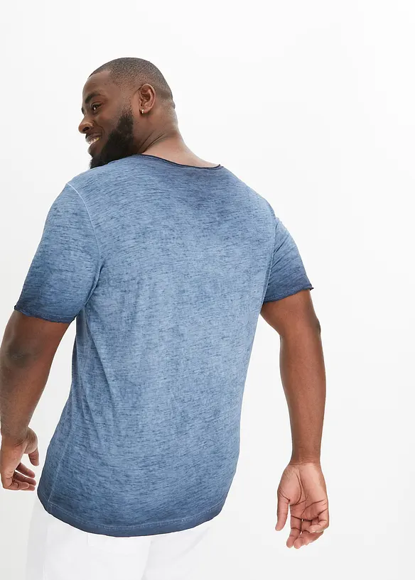 T-Shirt aus reiner Bio-Baumwolle in gewaschener Optik in blau von hinten (im Anschnitt) - bonprix