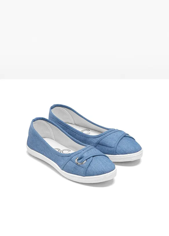 Ballerinas aus Baumwoll-Canvas in blau - bonprix