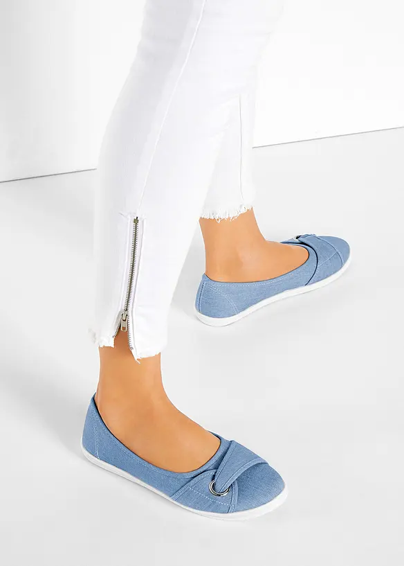 Ballerinas aus Baumwoll-Canvas in blau - bonprix