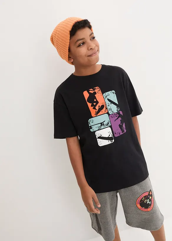T-Shirt aus reiner Bio-Baumwolle in schwarz von vorne (im Anschnitt) - bonprix