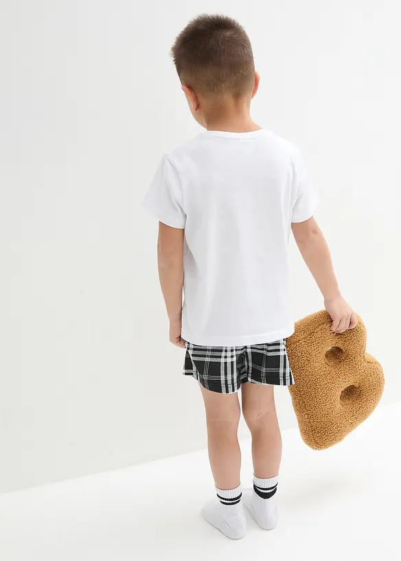 Shorty aus weicher Baumwolle (2-tlg. Set) in weiß von hinten (Totalaufnahme) - bonprix