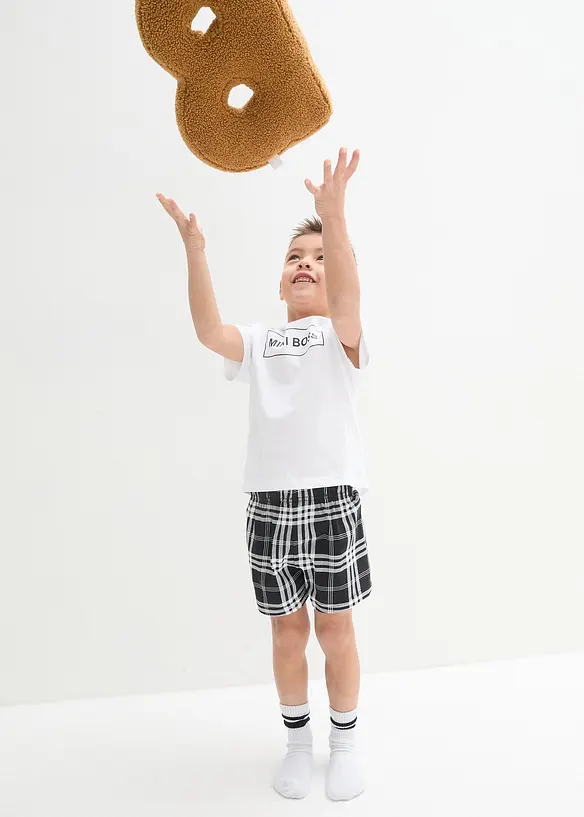 Shorty aus weicher Baumwolle (2-tlg. Set) in weiß von vorne (Totalaufnahme) - bonprix