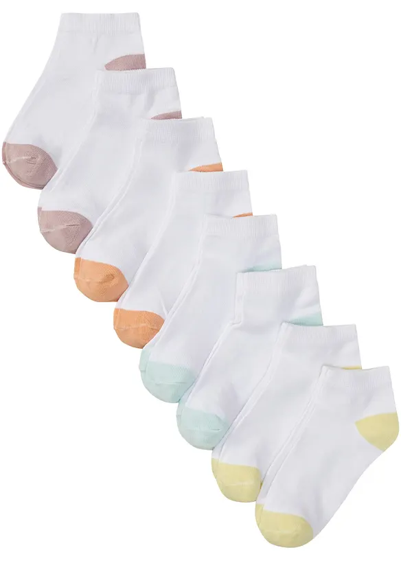 Kurzsocken mit Bio-Baumwolle (8er Pack) in weiß von vorne - bonprix