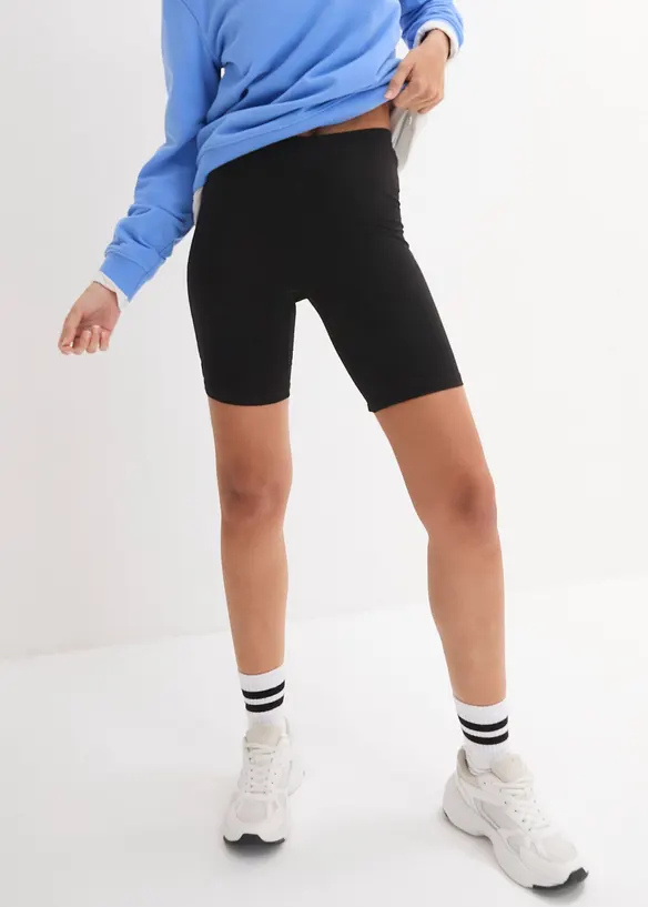 Radlerhose (2er-Pack) in schwarz von vorne - bonprix