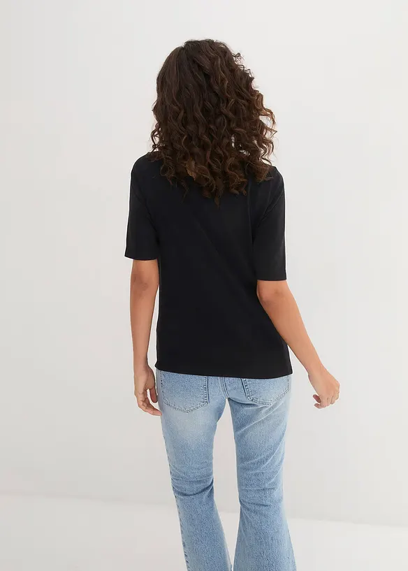 U-Boot-Ausschnitt-Shirt in schwarz von hinten (im Anschnitt) - bonprix