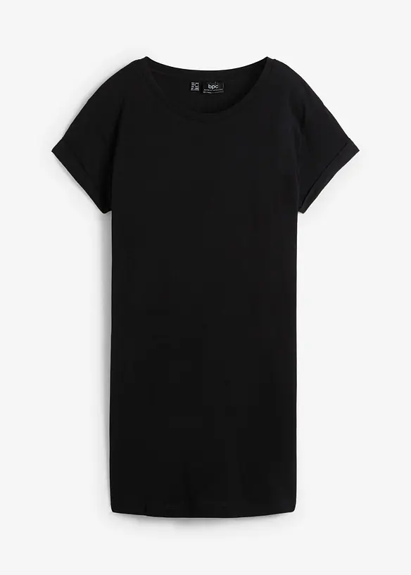 Boxy-Longshirt mit kurzen Ärmeln in schwarz von vorne - bonprix