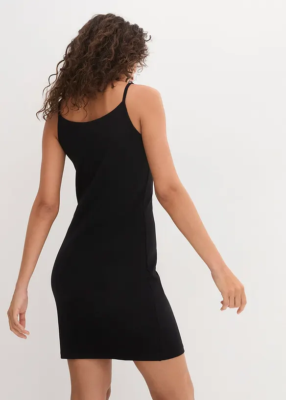 Trägerkleid aus reiner Baumwolle (2er Pack) in blau von hinten (Totalaufnahme) - bonprix