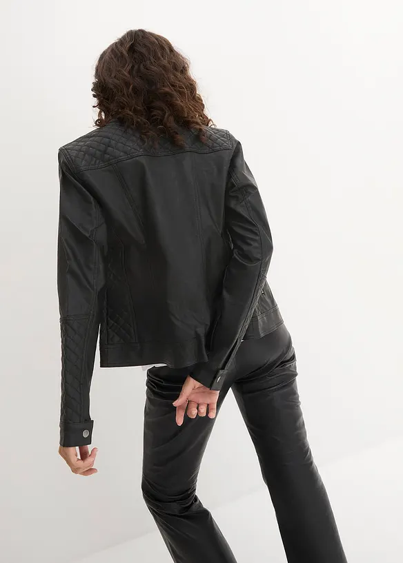 Lederimitat Biker-Jacke in schwarz von hinten (im Anschnitt) - bonprix