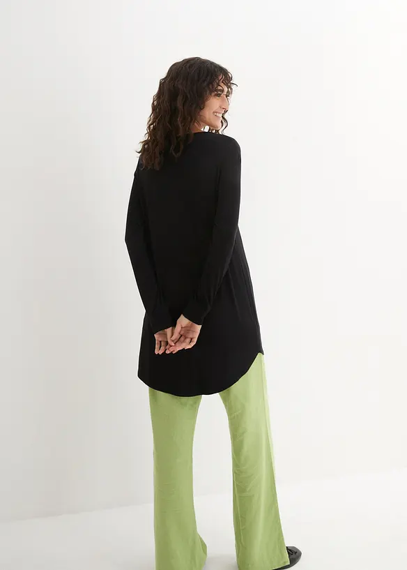Viskose Longshirt, Langarm in schwarz von hinten (im Anschnitt) - bonprix