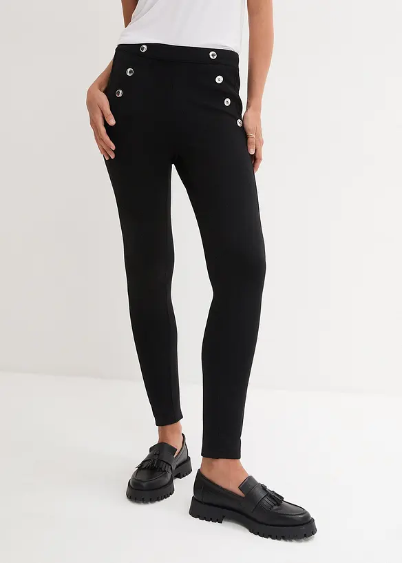 Leggings aus bequemen Punto di Roma in schwarz von vorne - bonprix
