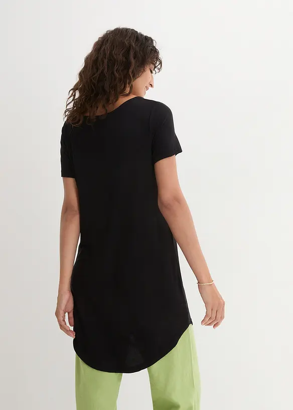 Longshirt aus softer Viskose in schwarz von hinten (im Anschnitt) - bonprix