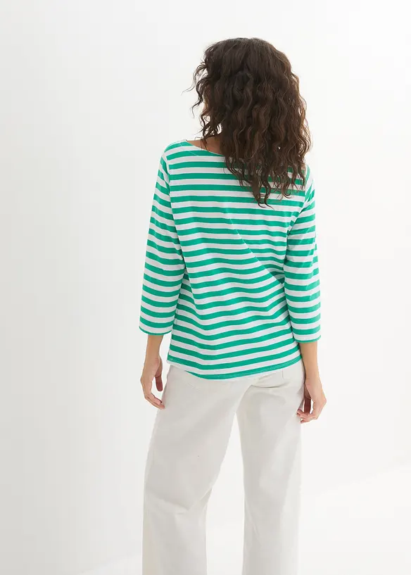 Shirt mit U-Boot-Ausschnitt in grün von hinten (im Anschnitt) - bonprix