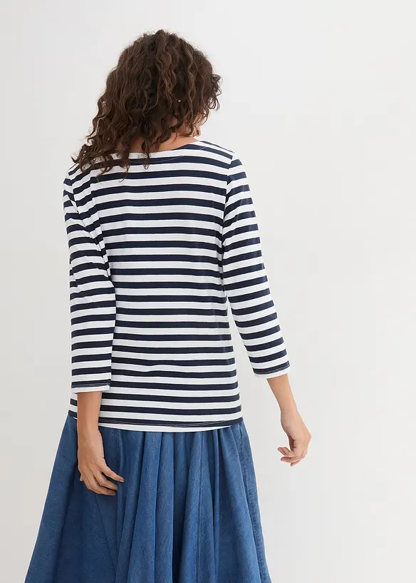 Shirt mit U-Boot-Ausschnitt in weiß von hinten (im Anschnitt) - bonprix