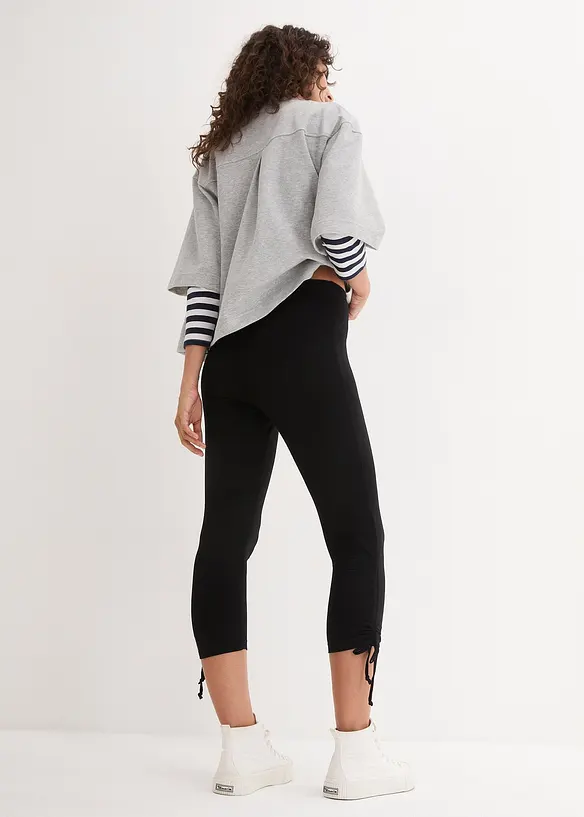 Capri-Leggings mit Raffung (2er Pack) in weiß von hinten - bonprix Capri-Leggings mit Raffung (2er Pack) in weiß von hinten - bonprix