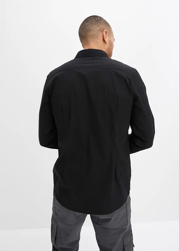 Business-Stretchhemd in Slim Fit in schwarz von hinten (im Anschnitt) - bonprix