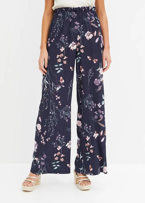 Jersey-Hose aus luftigem Crêpe in blau von vorne - bonprix Jersey-Hose aus luftigem Crêpe in blau von vorne - bonprix