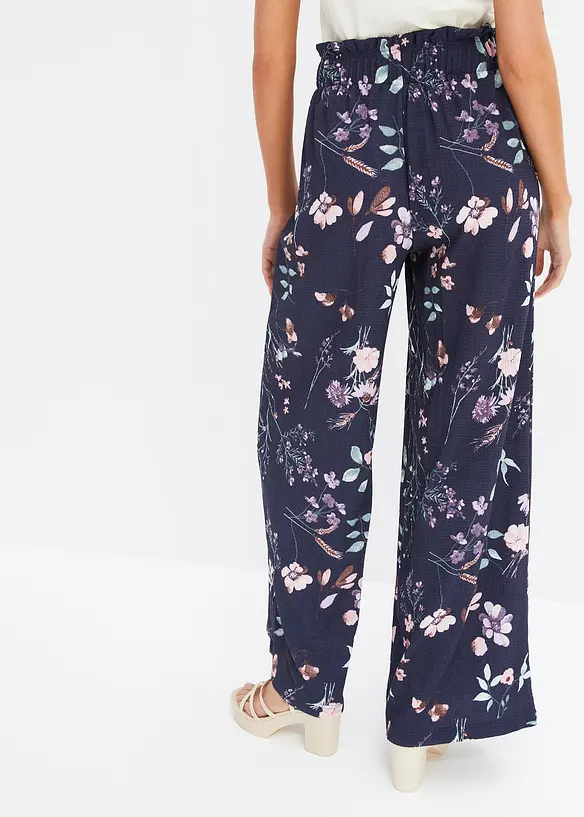Jersey-Hose aus luftigem Crêpe in blau von hinten - bonprix Jersey-Hose aus luftigem Crêpe in blau von hinten - bonprix