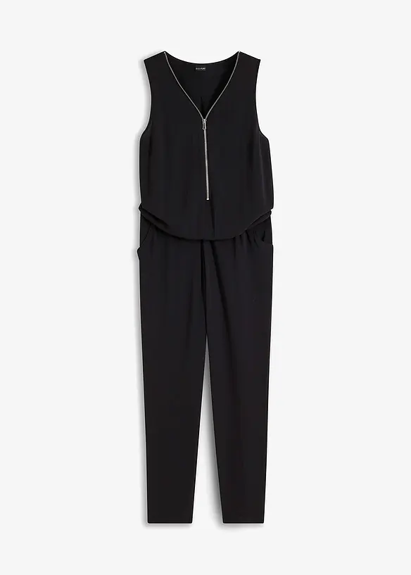 Ärmelloser Jumpsuit in schwarz von vorne - bonprix
