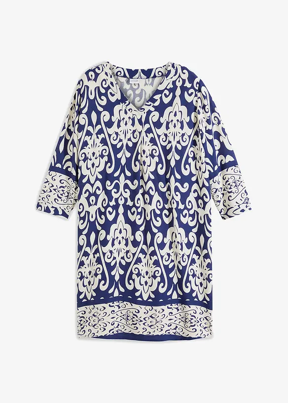 Tunika-Kleid aus fließender Viskose in blau von vorne - bonprix