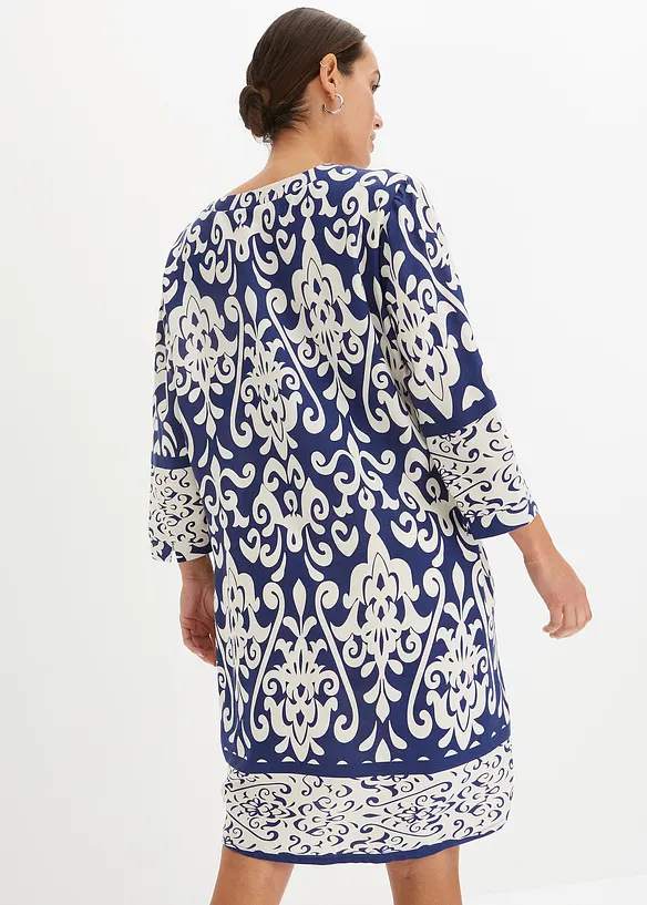 Tunika-Kleid aus fließender Viskose in blau von hinten (Totalaufnahme) - bonprix