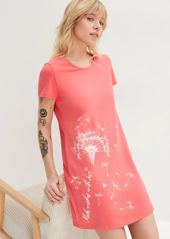 Nachthemd aus Bio-Baumwolle in pink von vorne (Totalaufnahme) - bonprix