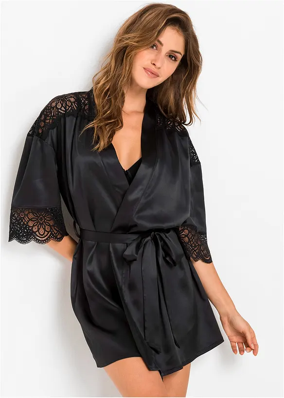 Kimono in schwarz von vorne (Totalaufnahme) - bonprix